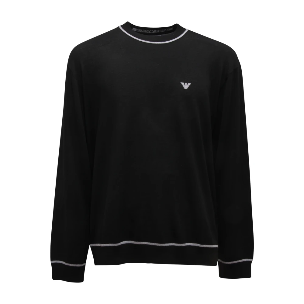 Armani Men's Black M8365 Maglione Wool Jumper - Round-Neck Knitwear - Xl - Knitwear