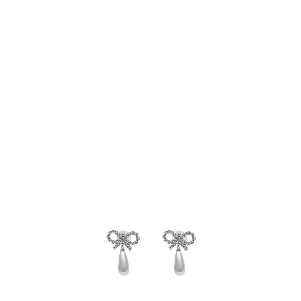 Self Portrait Crystal Bow Pearl Earrings - Female - Earrings - Gray - One Size - Accessories - Image 3