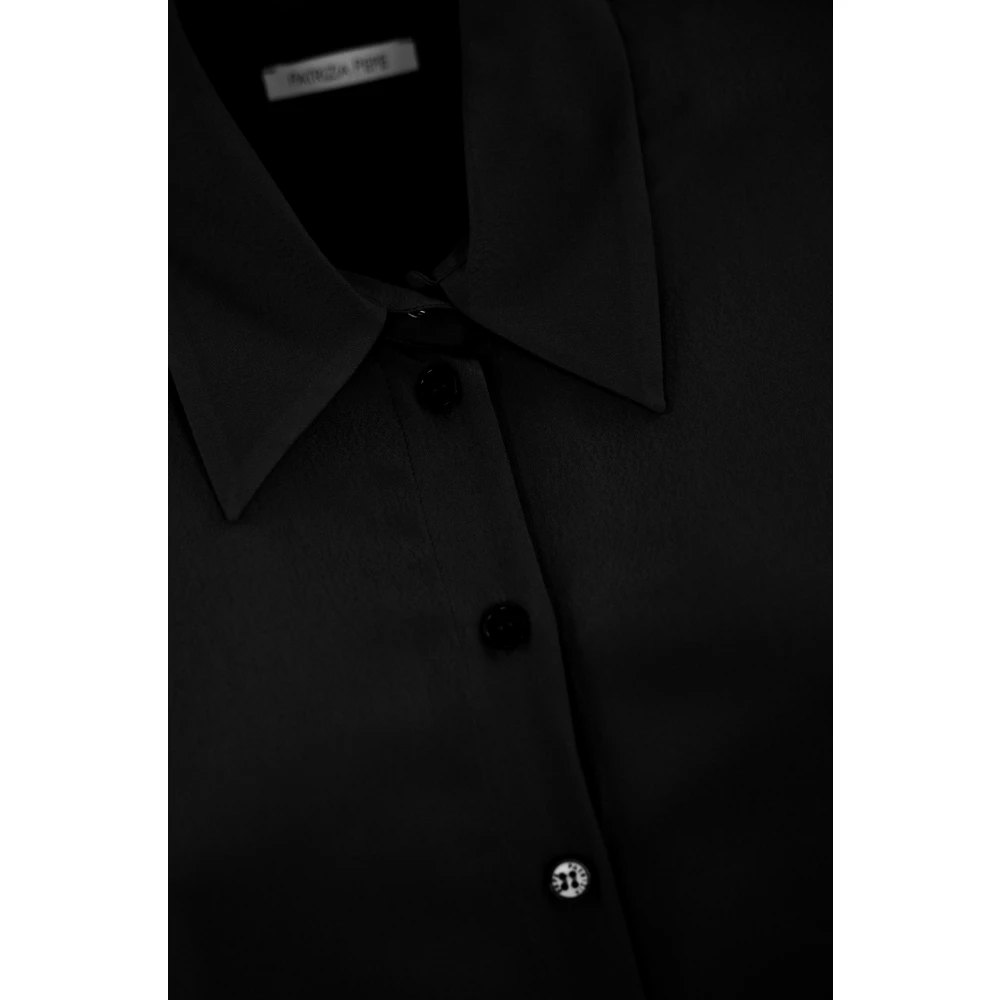 PATRIZIA PEPE Zwarte viscose overhemd lange mouw Black Dames