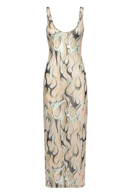 Tulle Tank Top Long Dress Flame