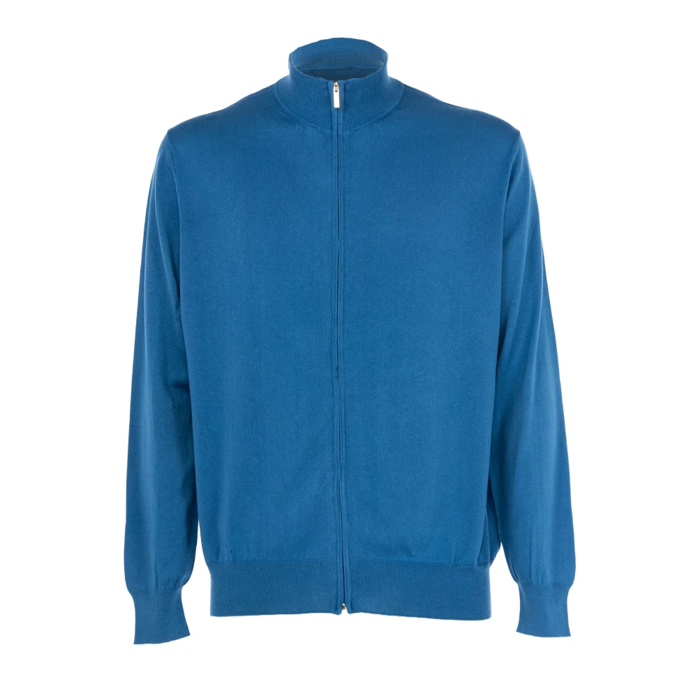 Cashmere Company Heren Katoenen Trui met Rits Blue Heren