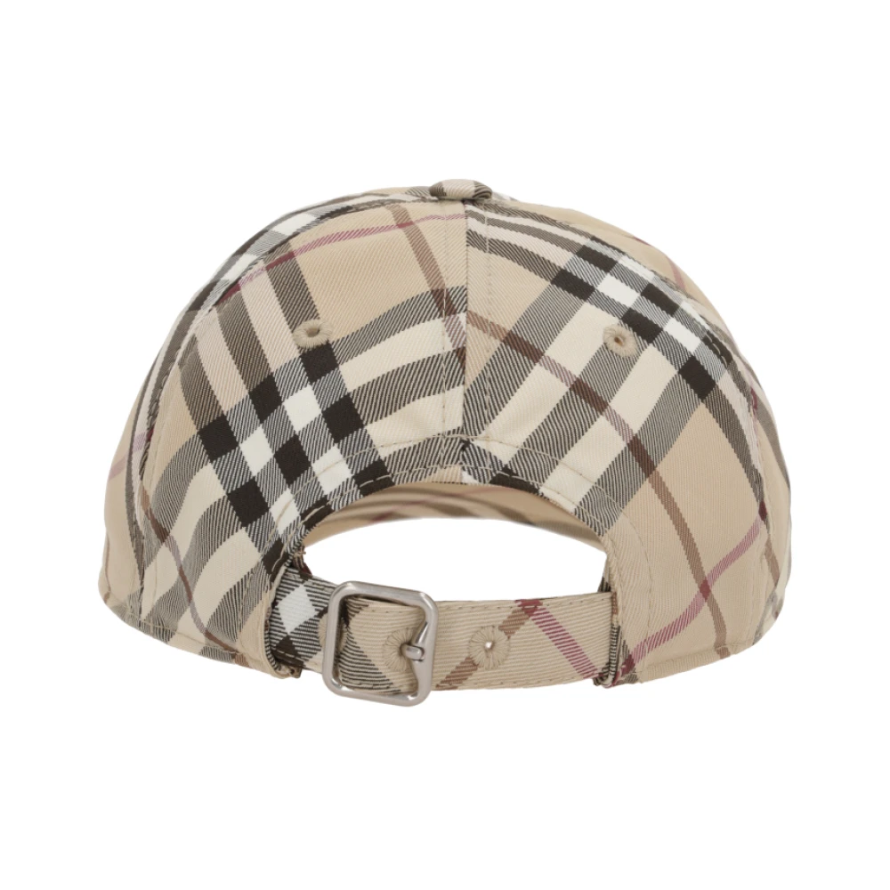 Burberry Check Baseball Cap met Equestrian Patch Beige Dames