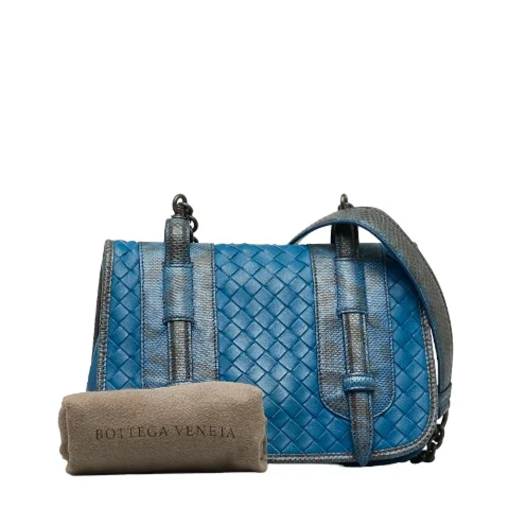 Bottega Veneta Vintage Pre-owned Leather crossbody-bags Blue Dames