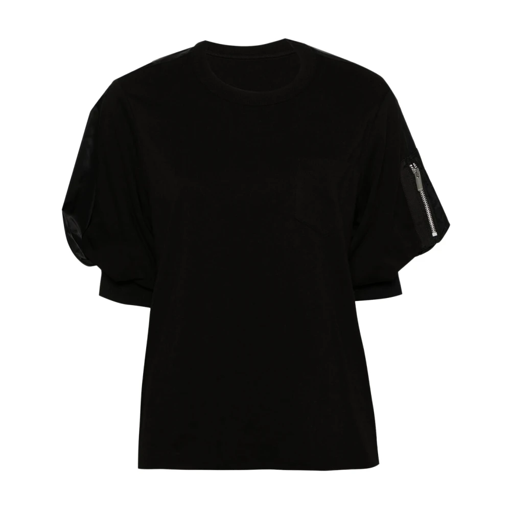 Sacai Hoogwaardig katoenen T-shirt voor vrouwen Black Dames