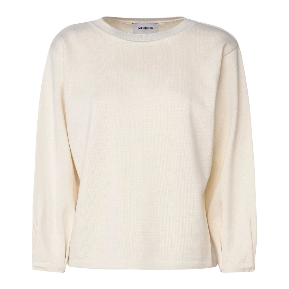 Mariuccia Milano Crème Sweater Wijde Mouwen Zachte Pasvorm White Dames