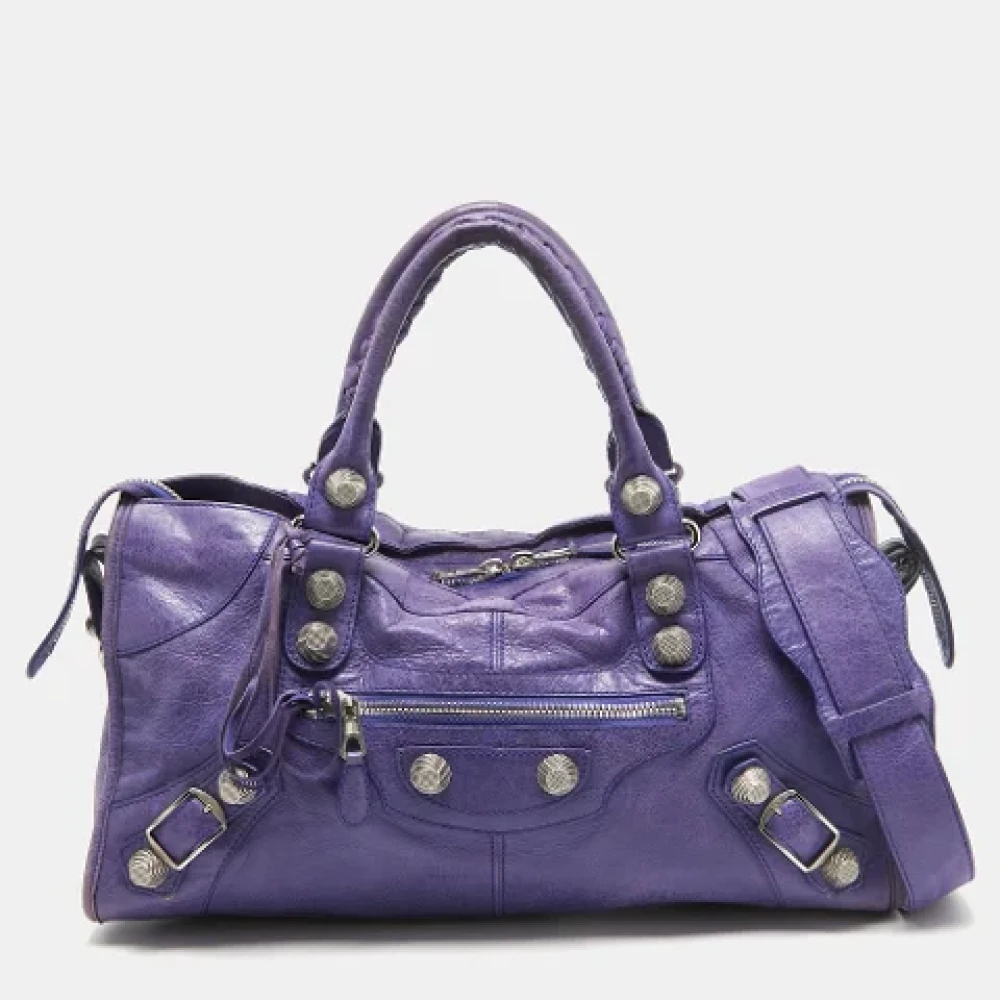 Balenciaga Vintage Pre-owned Leather handbags Purple Dames