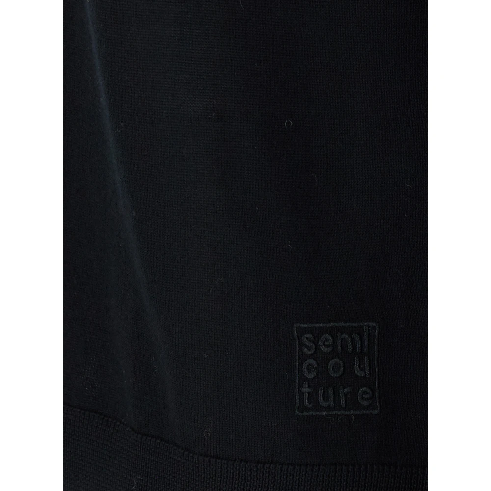 Semicouture Zwarte Crewneck Woltrui Black Dames