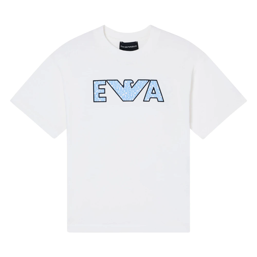 Emporio Armani Boys White Kids Short Sleeve T-Shirts, 6 Y, Logo T-Shirt
