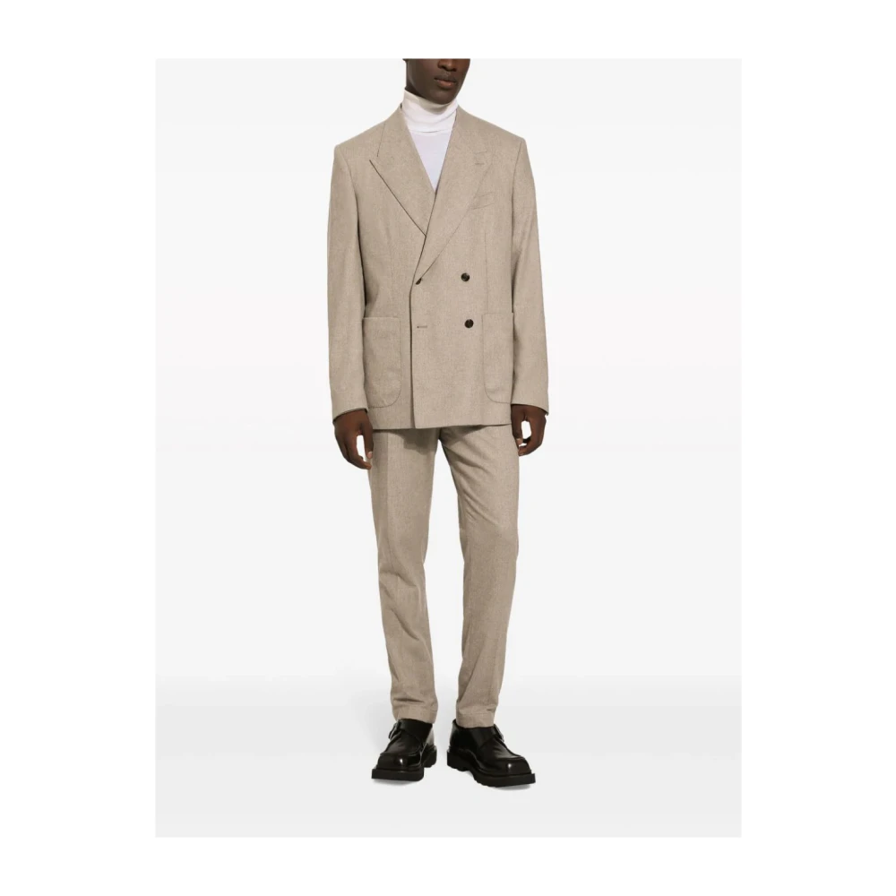 Dolce & Gabbana Op Maat Gemaakte Cashmere Blend Broek Beige Heren