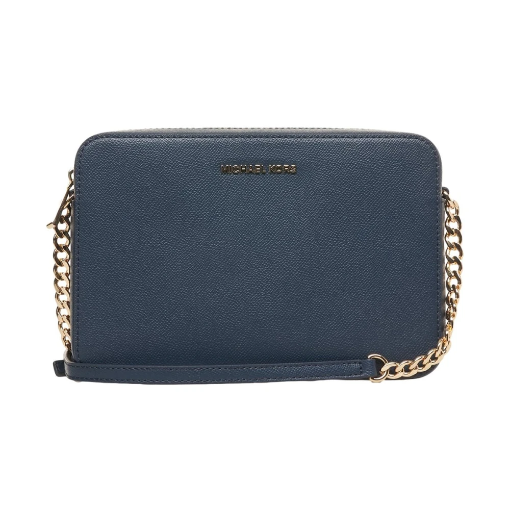 Michael Kors Jet Set Grote Saffiano Lederen Schoudertas Blue Dames