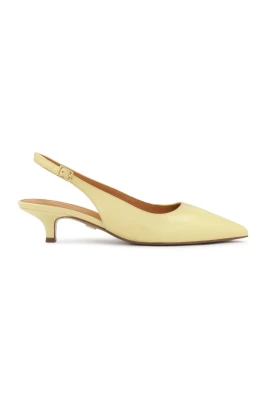 Ljusgula låga klackpumps