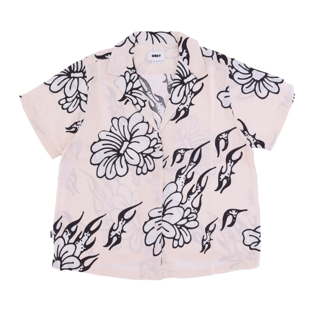 Obey Flamin Flowers Korte Mouw Shirt Multicolor Dames