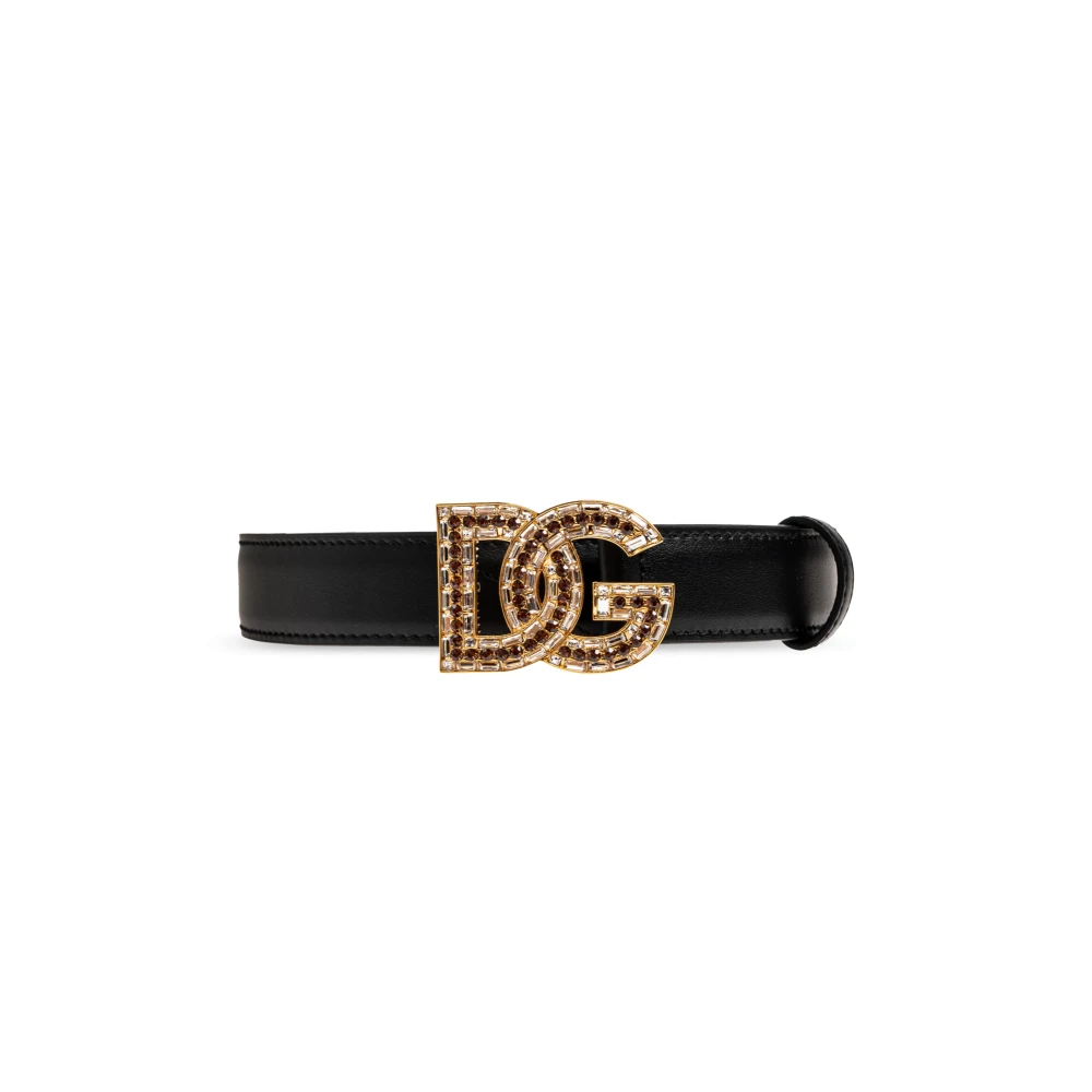 Dolce & Gabbana Femme Noir - Ceinture En Cuir De Veau Avec Logo Dg - Accessoires - Taille: 70 Cm