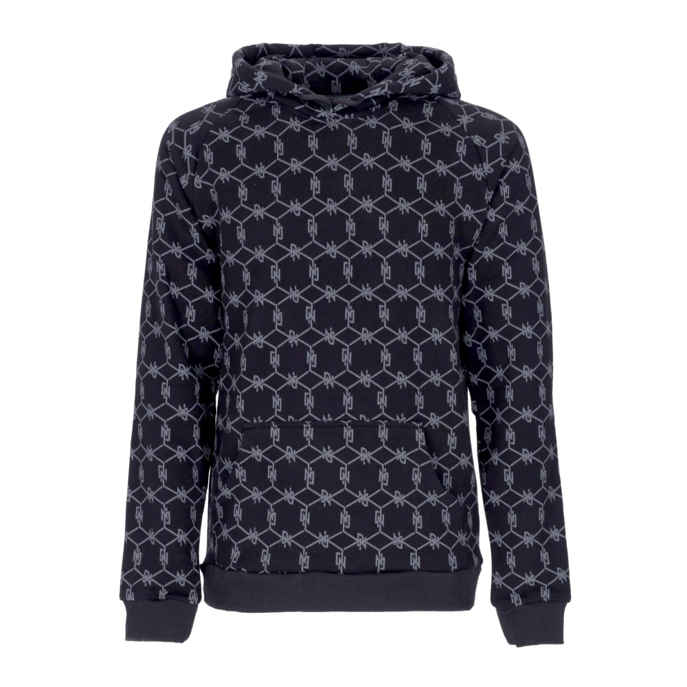 Dolly Noire Monogram Zwarte Hoodie met Kangoeroezak Black Heren
