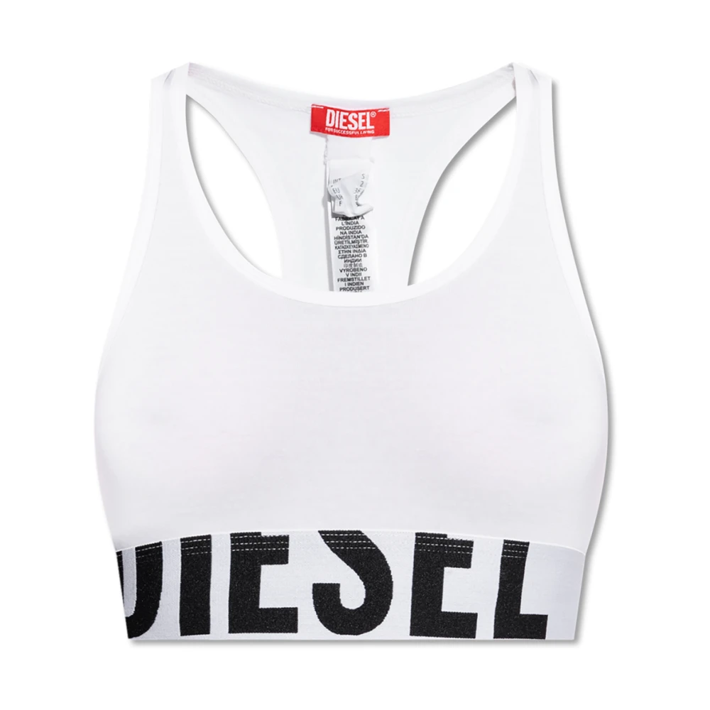 Diesel Witte Katoenen Bralette met Logoband White Dames