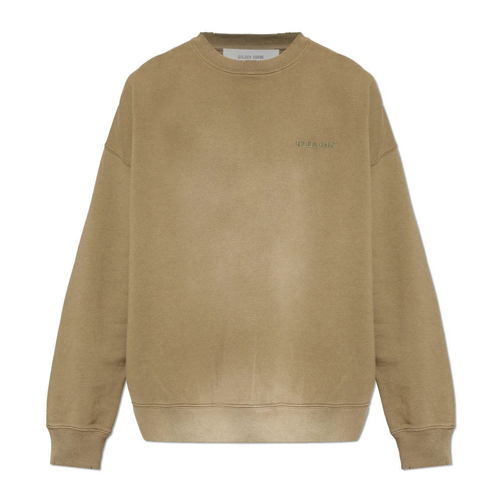 Golden Goose , Sweatshirts, Male, Green, L, Vintage-Effect Sweatshirt