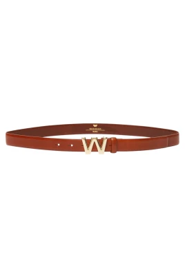 Läderbä med W-logo spänne