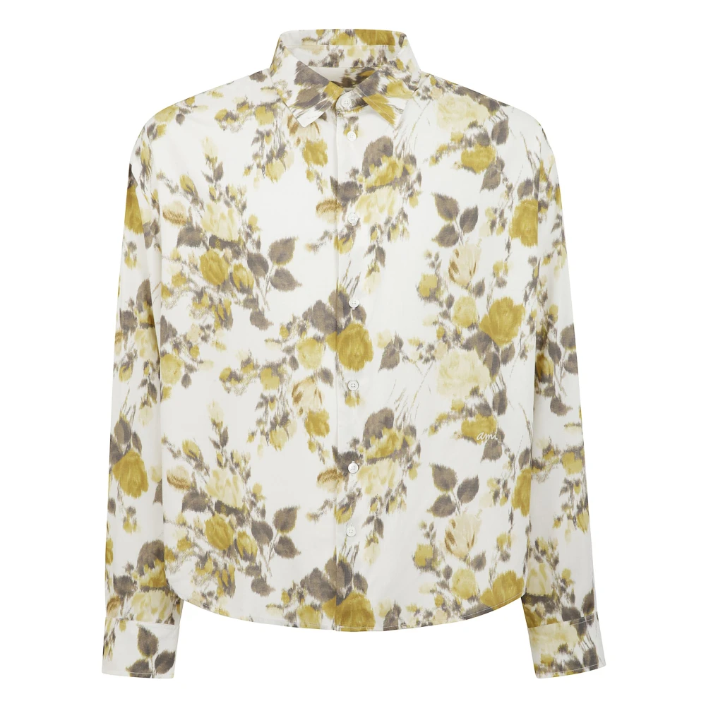 Ami Paris Mannelijk Multicolor Bloemen Viscose Overhemd Met Parelknopen