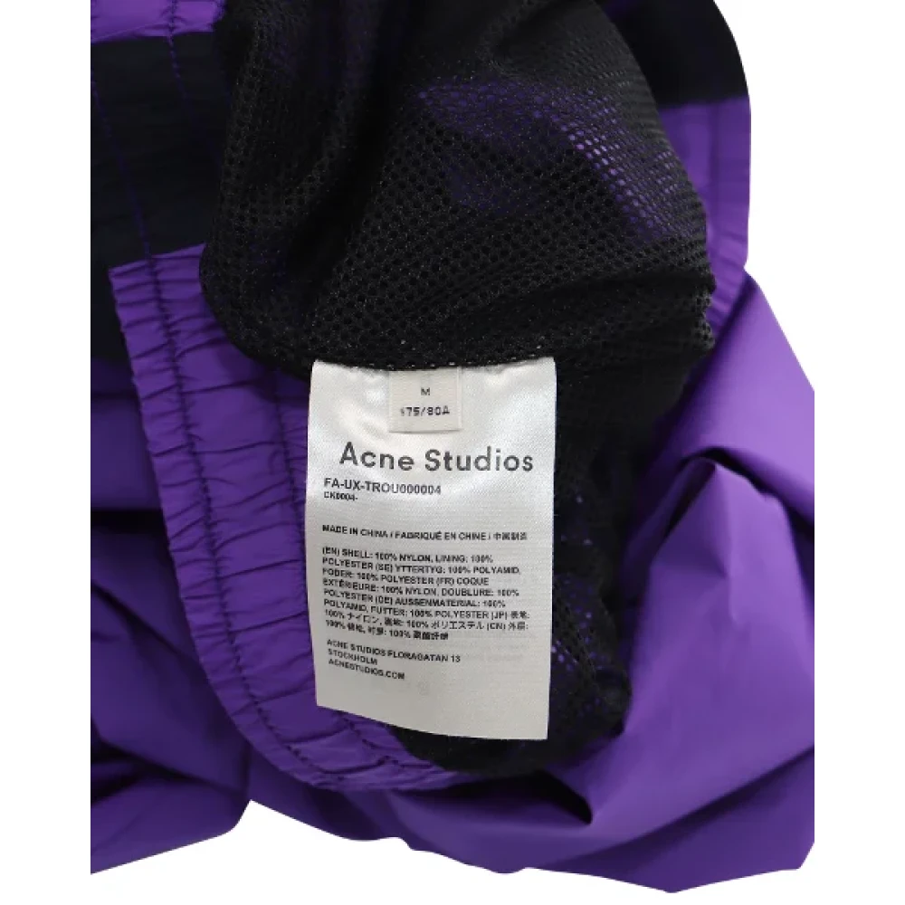 Acne Studios Pre-owned Nylon bottoms Purple Dames