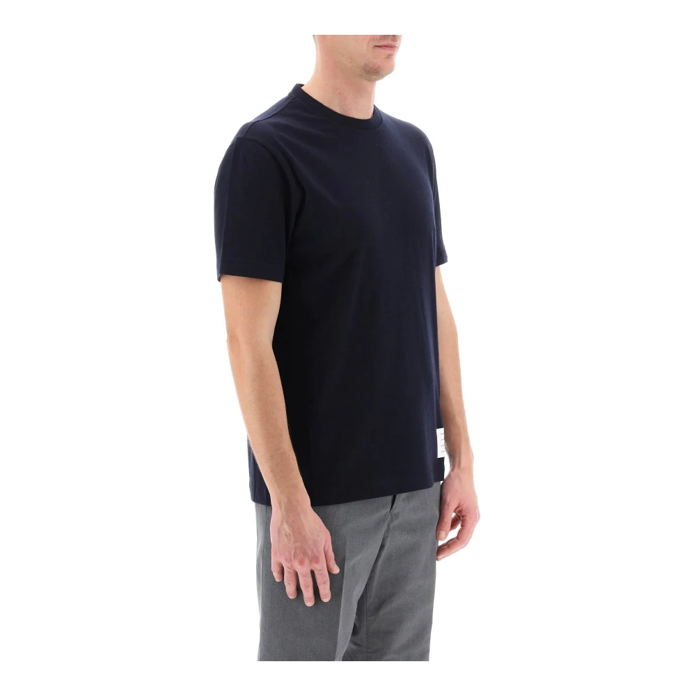 Thom Browne Wool Jersey 4-Bar T-Shirt Blue Heren