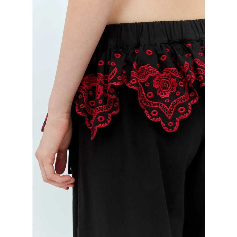 Chopova Lowena Gerimpelde katoenen broek Black Dames