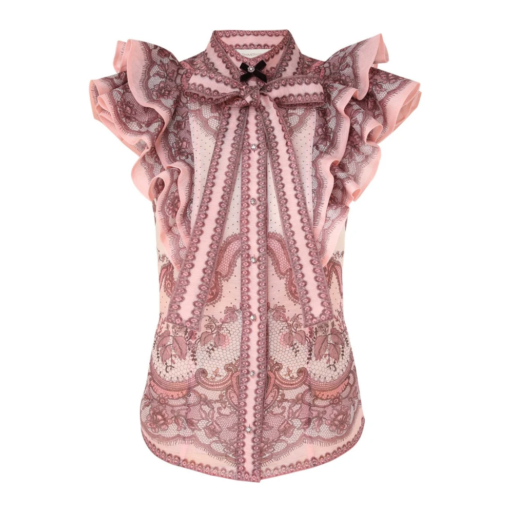 Zimmermann Rosa silke linne organza blus Pink, Dam