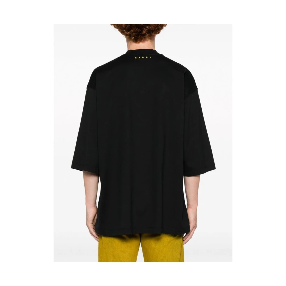 Marni Slogan Print Katoenen T-Shirt Black Heren