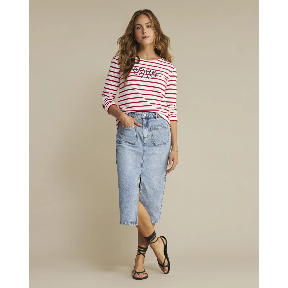 Red Button Gestreept shirt met lange mouwen rood Red Dames