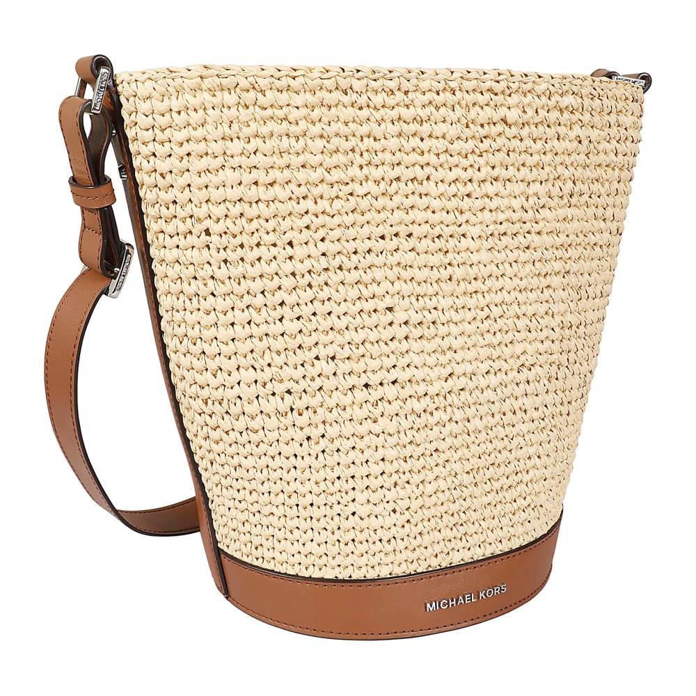 Michael Kors Strooien Emmertas met Witte Leren Details Brown Dames