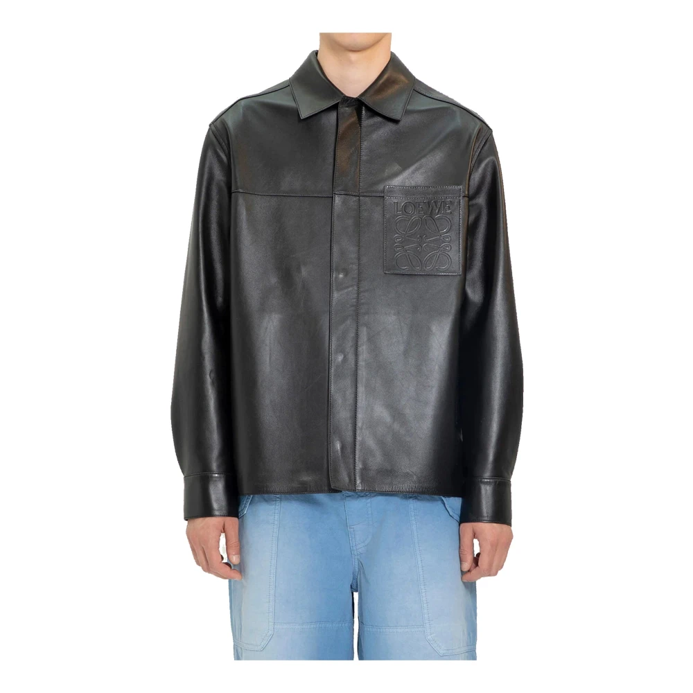 Loewe Zwarte leren jas voor mannen Black Heren