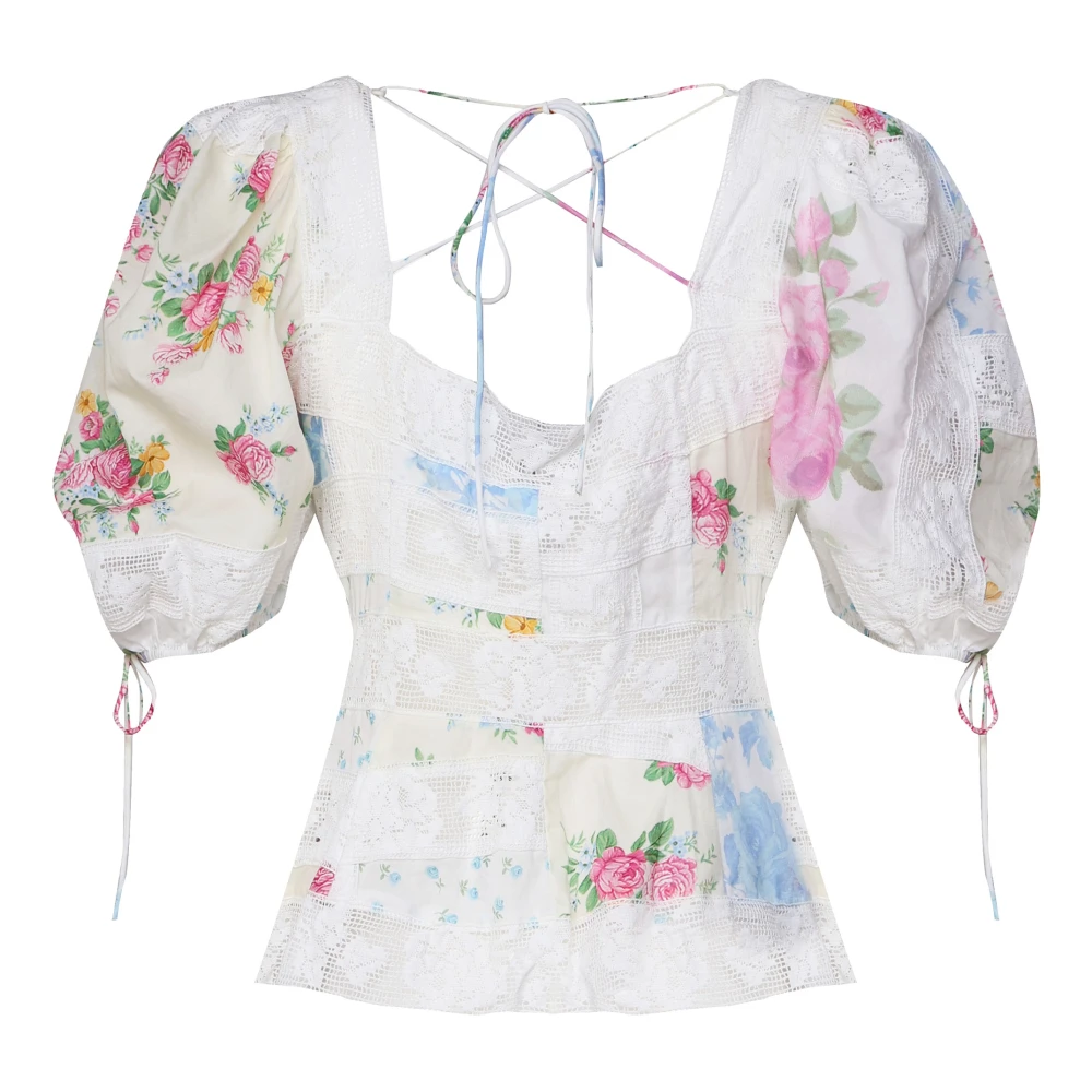 For Love & Lemons Roze Blouse met Kant en Pofmouwen Multicolor Dames
