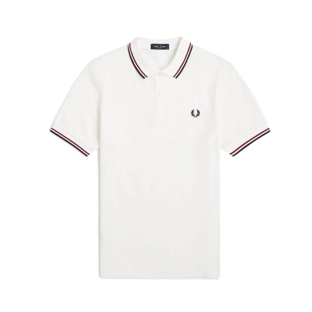 Fred Perry Men's White Striped Collar Polo Shirt