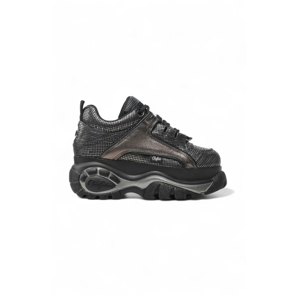 Buffalo Oliekalfsleren Veterschoen Dames Schoenen Zwart