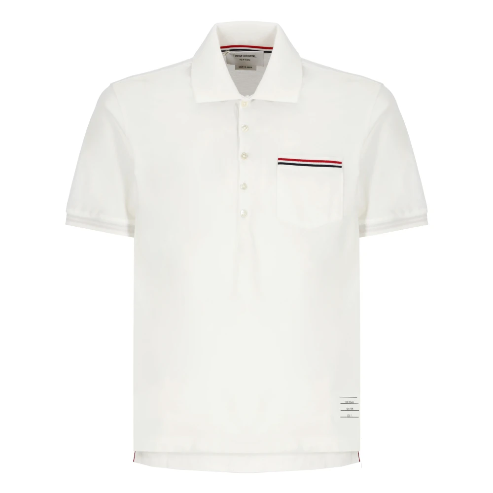Thom Browne Vit Polo Skjorta med Trefärgad Detalj White, Herr