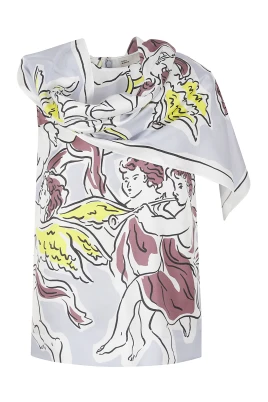 Printed Silk Cape Top