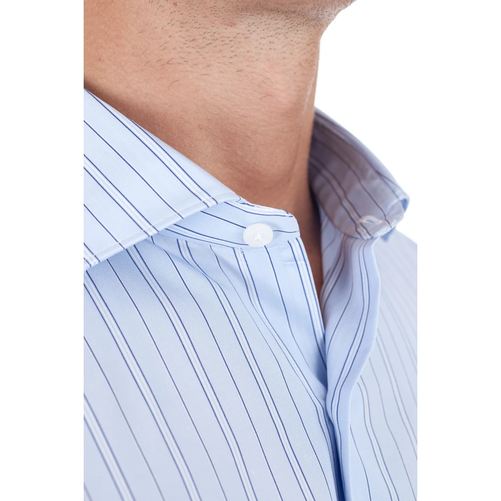Finamore Heldere Blauwe Slim Fit Overhemd Blue Heren