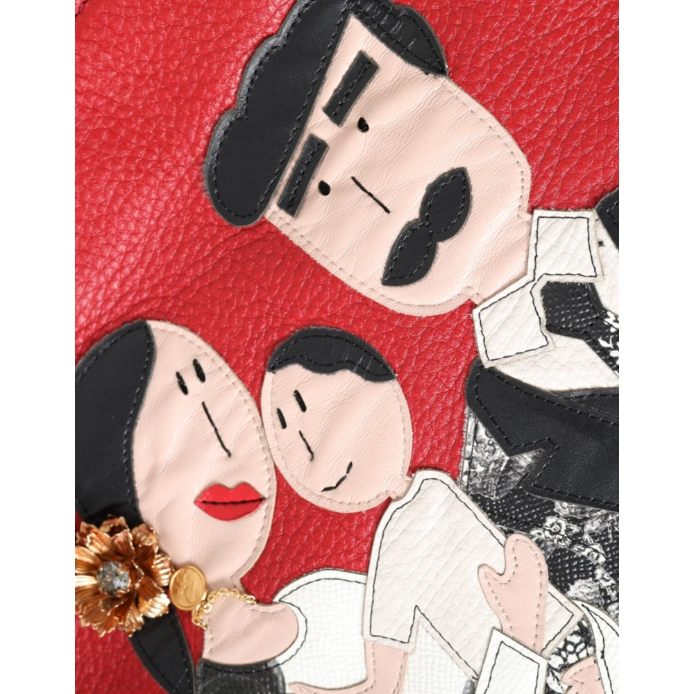Dolce & Gabbana Rode Leren Familiewapen Winkelmand Red Dames