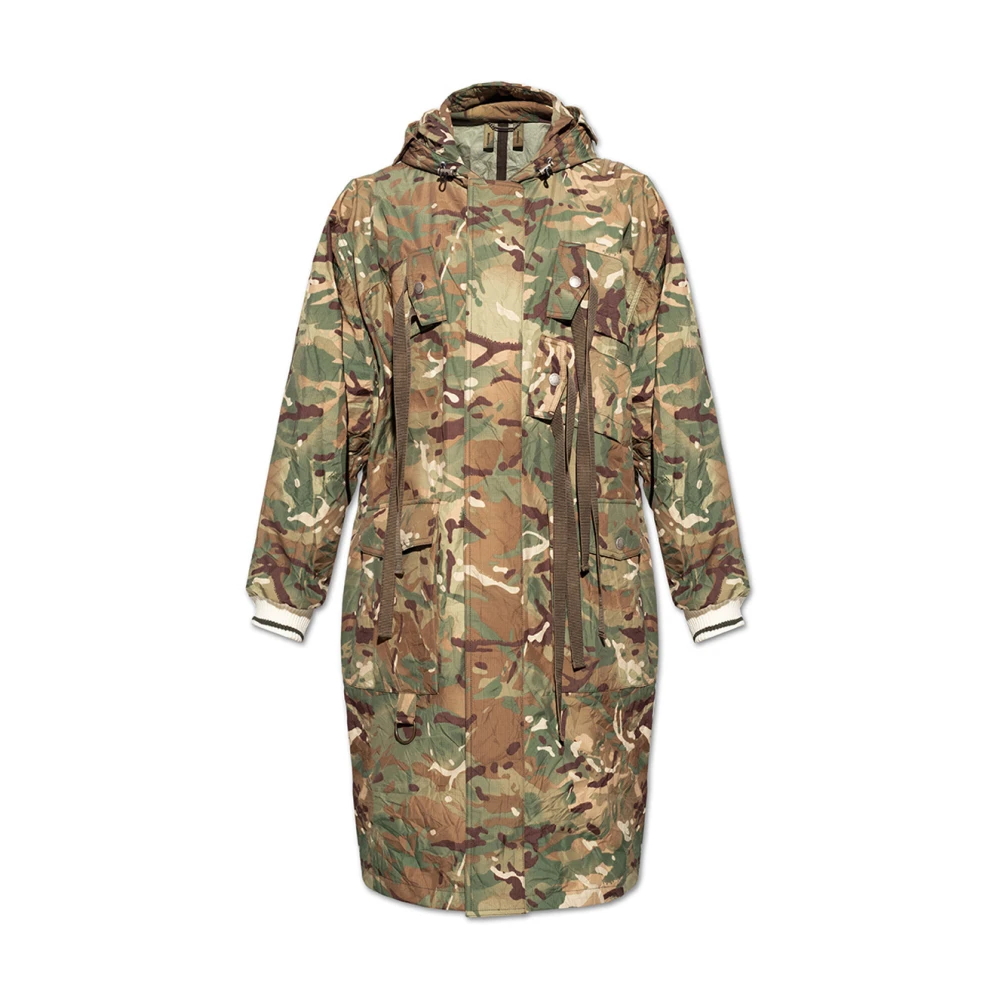 Dolce & Gabbana Men's White Parkas, S, Camo Hooded Jacket