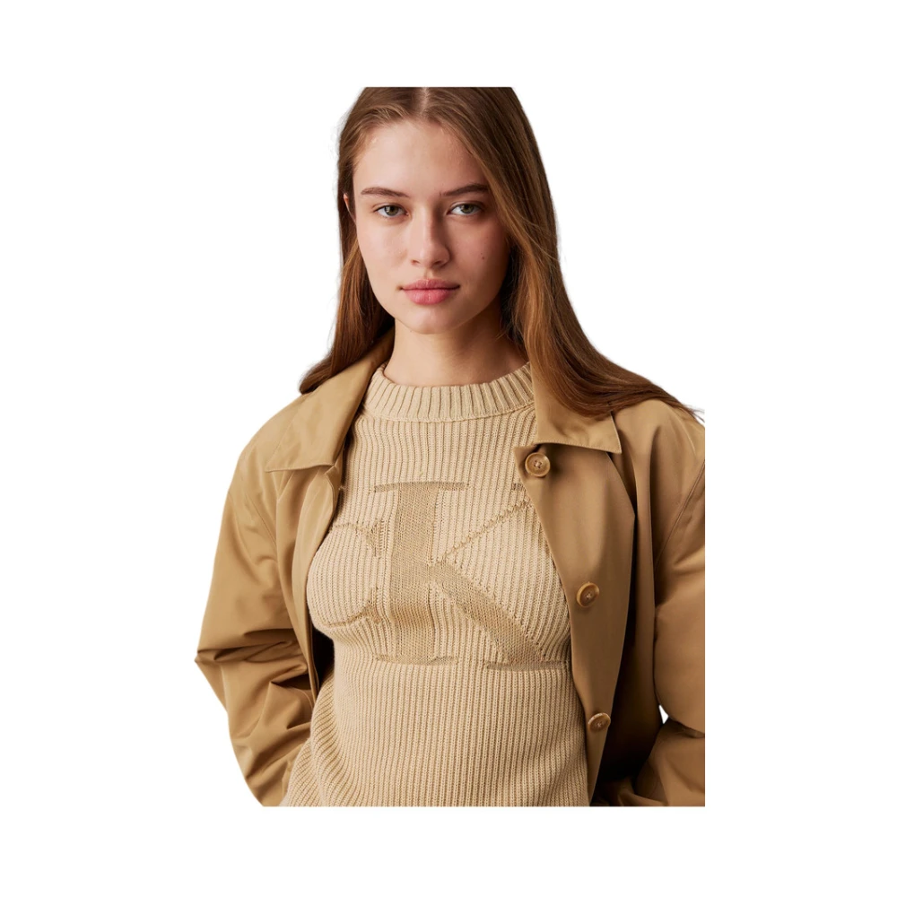 Calvin Klein Jeans Trui met ronde hals Beige Dames