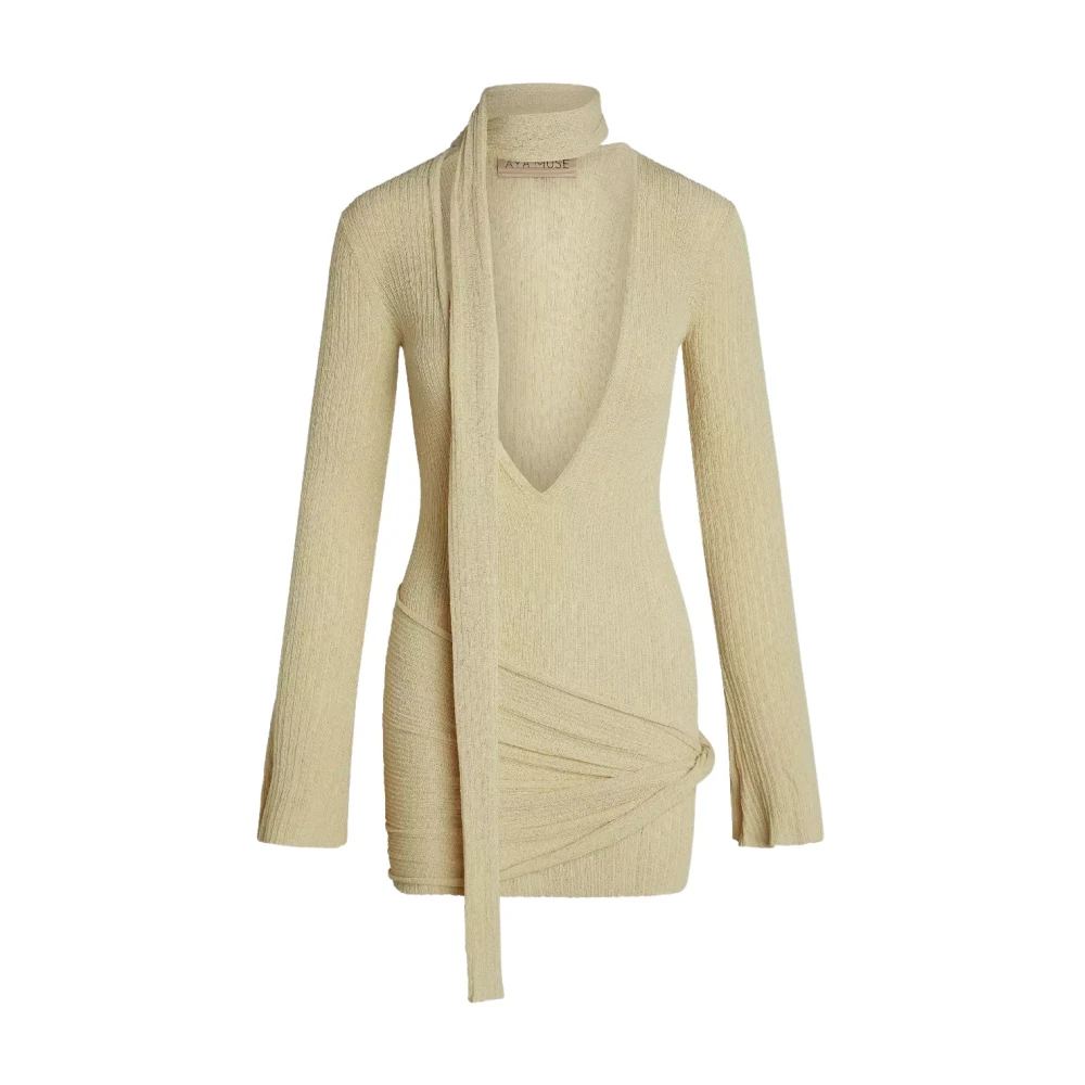Aya Muse Beige Mini Jurk Cielo Stijl Beige Dames