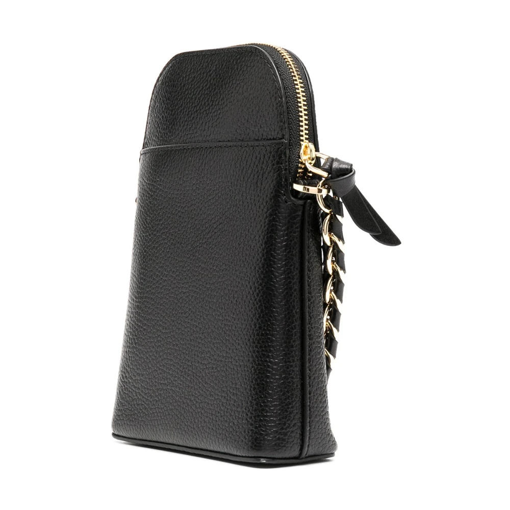 Michael Kors I-Tech Zwarte Leren Schoudertas met Kettingband Black Dames