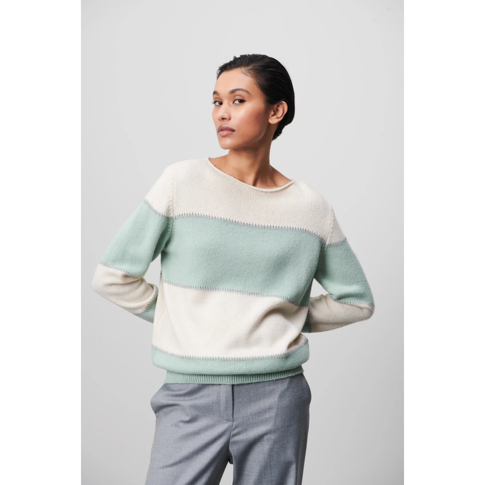 Jane Lushka Stijlvolle Co-026 Pullover | Ecru Multicolor Dames