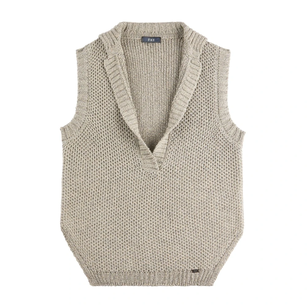 Fay Ribbel Trim Taupe Grijs Sweater Gray Dames