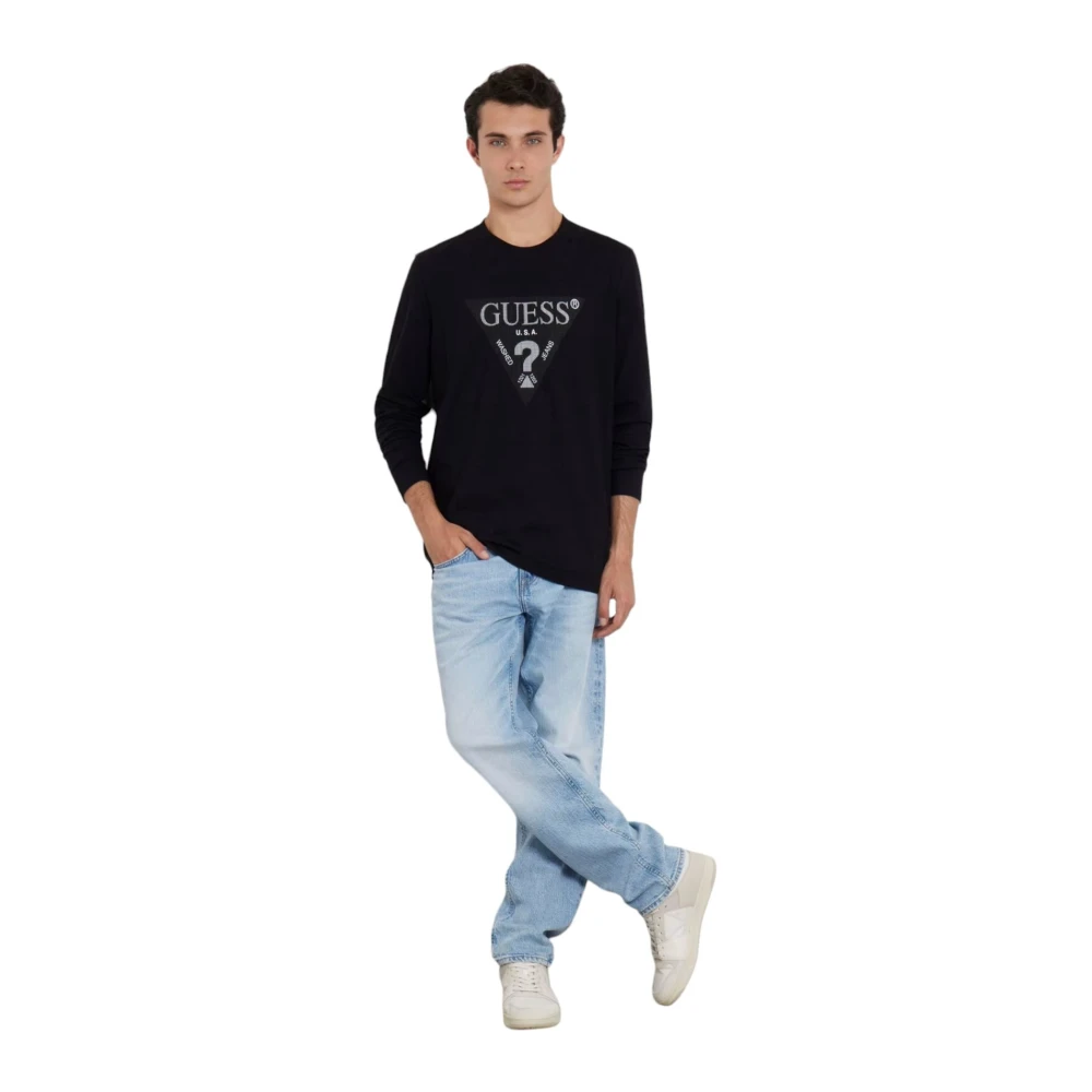 Guess Lange Mouw T-shirt Black Heren