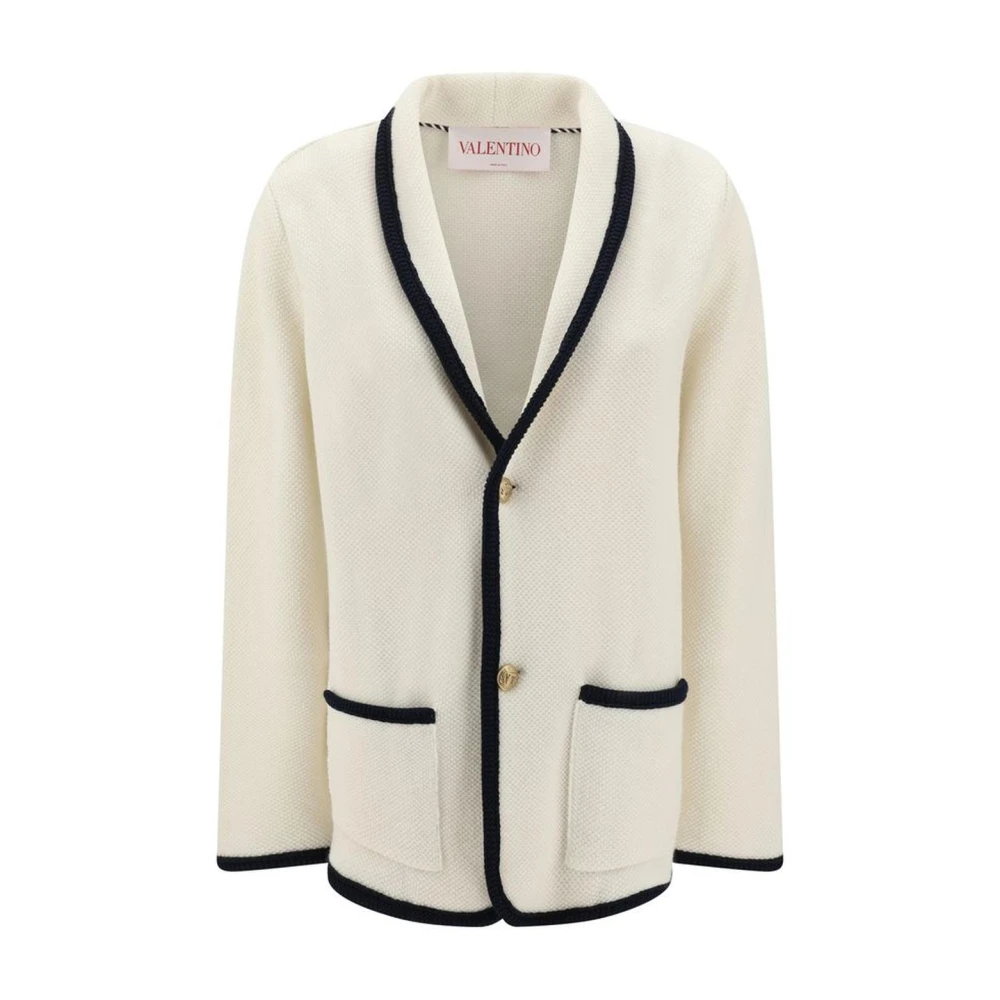 Valentino Moderne Gebreid Jasje met Shawlkraag Beige Heren