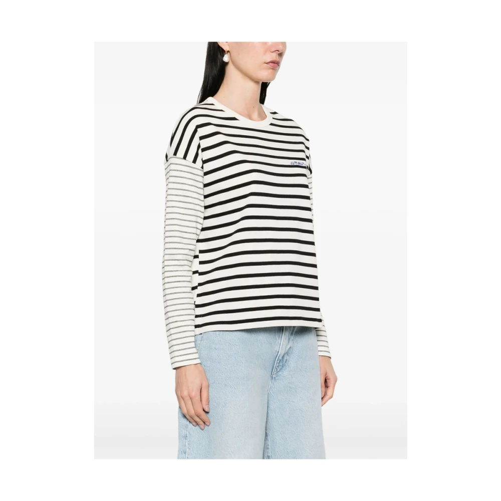 Maison Labiche Witte Crew Neck Sweater met Logo Multicolor Dames