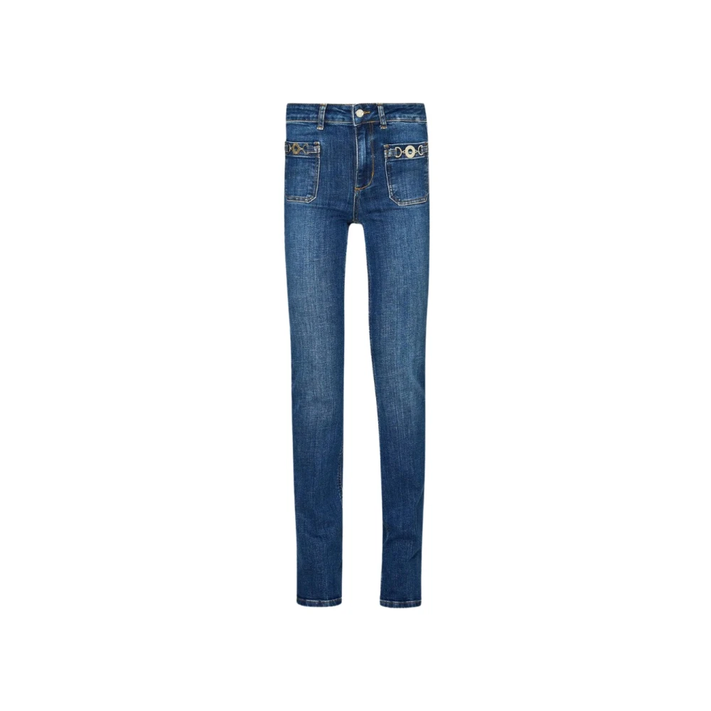 Liu Jo Blauwe Straight Fit Jeans Rits Sluiting Blue Dames