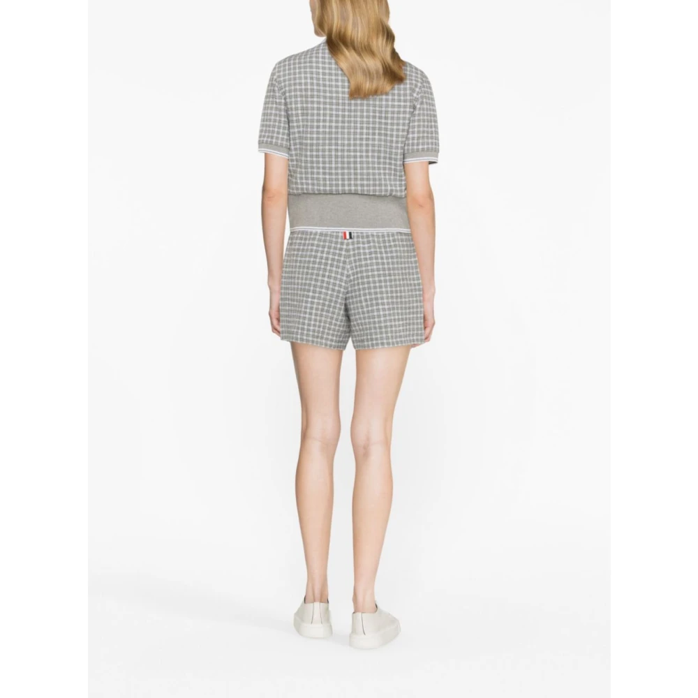 Thom Browne Grijze Geruite Tweed Track Shorts Gray Dames