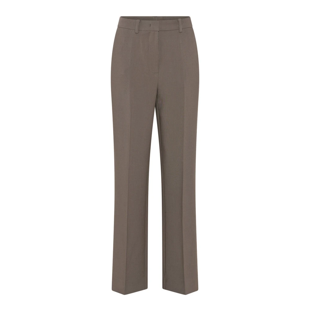Bruuns Bazaar Brown Classic Suit Trousers With Wide Leg - Female - Wide Trousers - M - Trousers