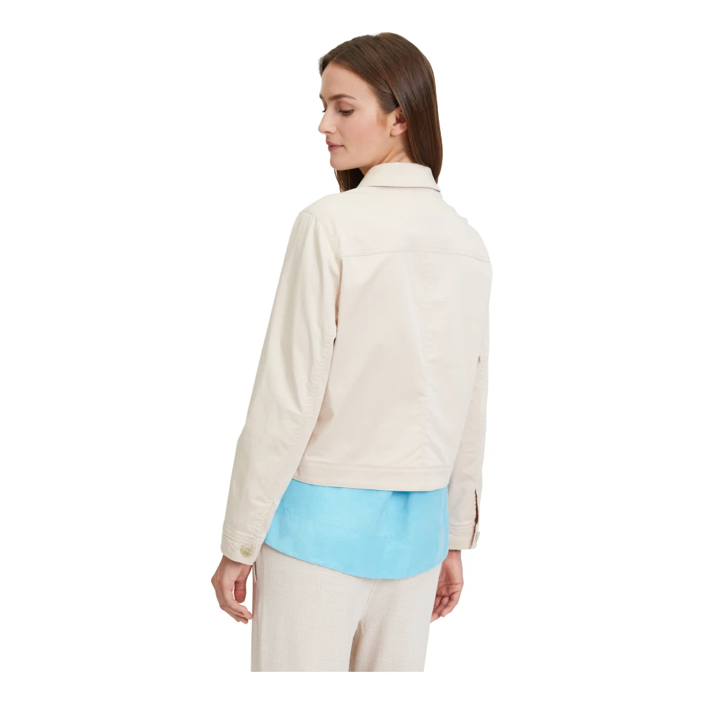 Betty & Co Stijlvolle Kraag Denim Jack White Dames
